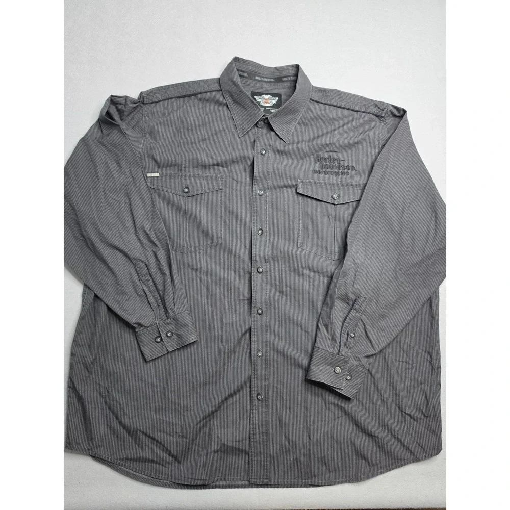 Harley-Davidson Genuine‎ MotorClothes Shirt Men's 3XL Gray Geometric Embroidery